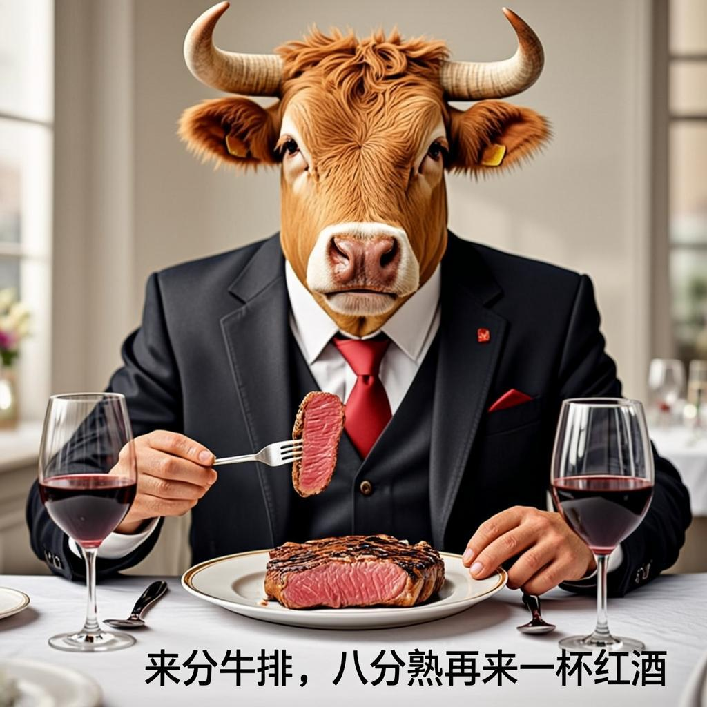 来分牛排，八分熟再来一杯红酒打一个准确的生肖，词语诠释解释